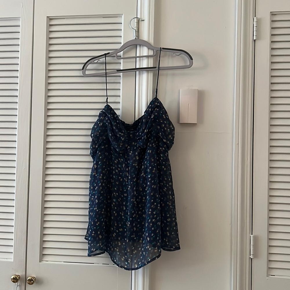 AE Navy Floral Chiffon Flowy Babydoll Tank XL 💙